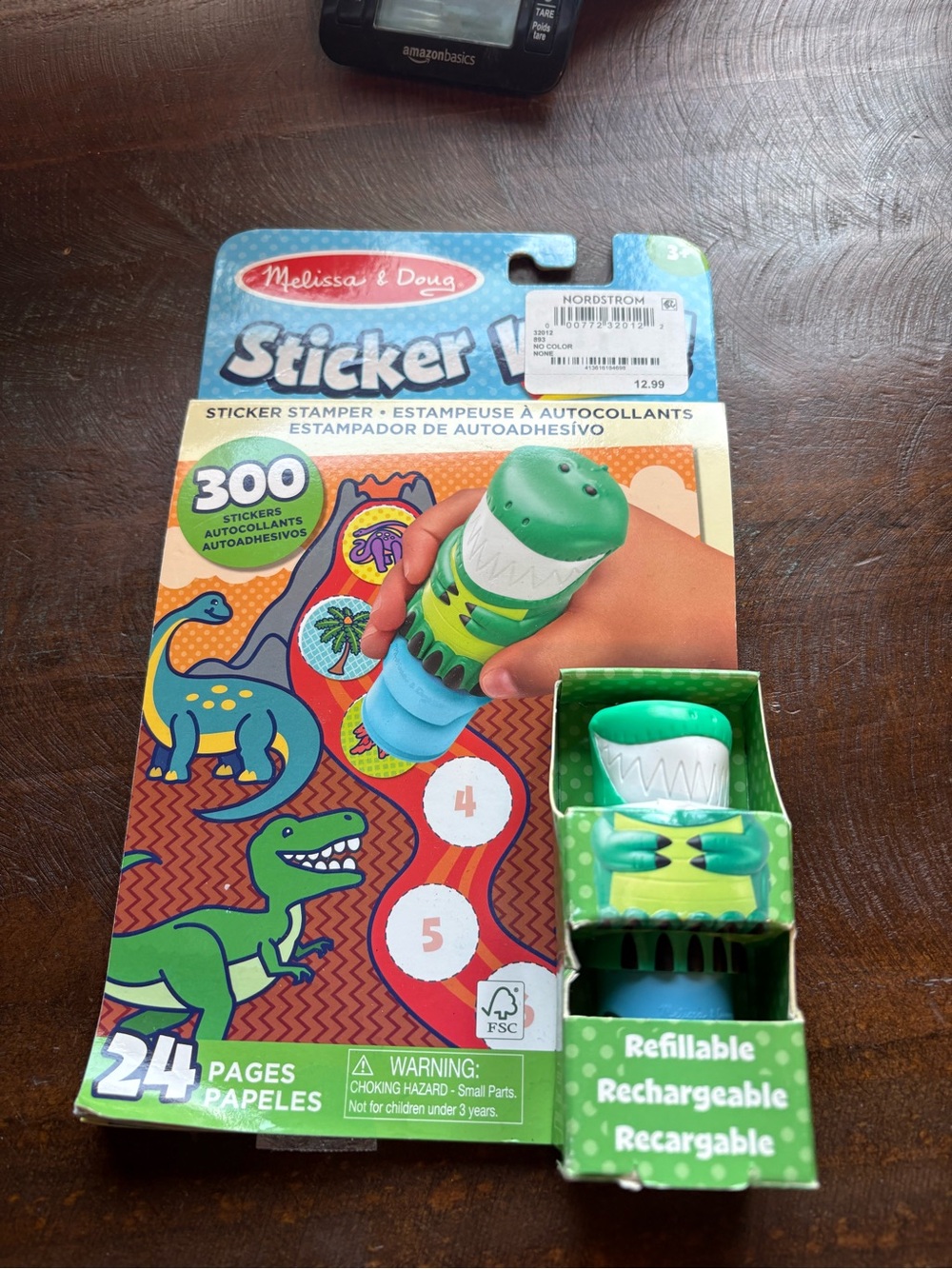 Melissa & Doug Green Dinosaur Sticker Stamper & Refillable Pod